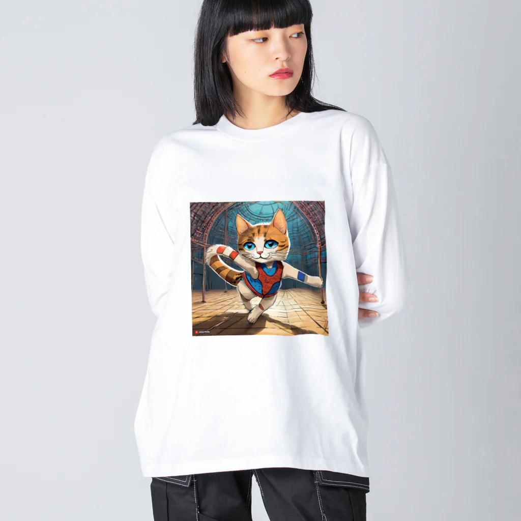 bleeの新体操する猫 ビッグシルエットロングスリーブTシャツ