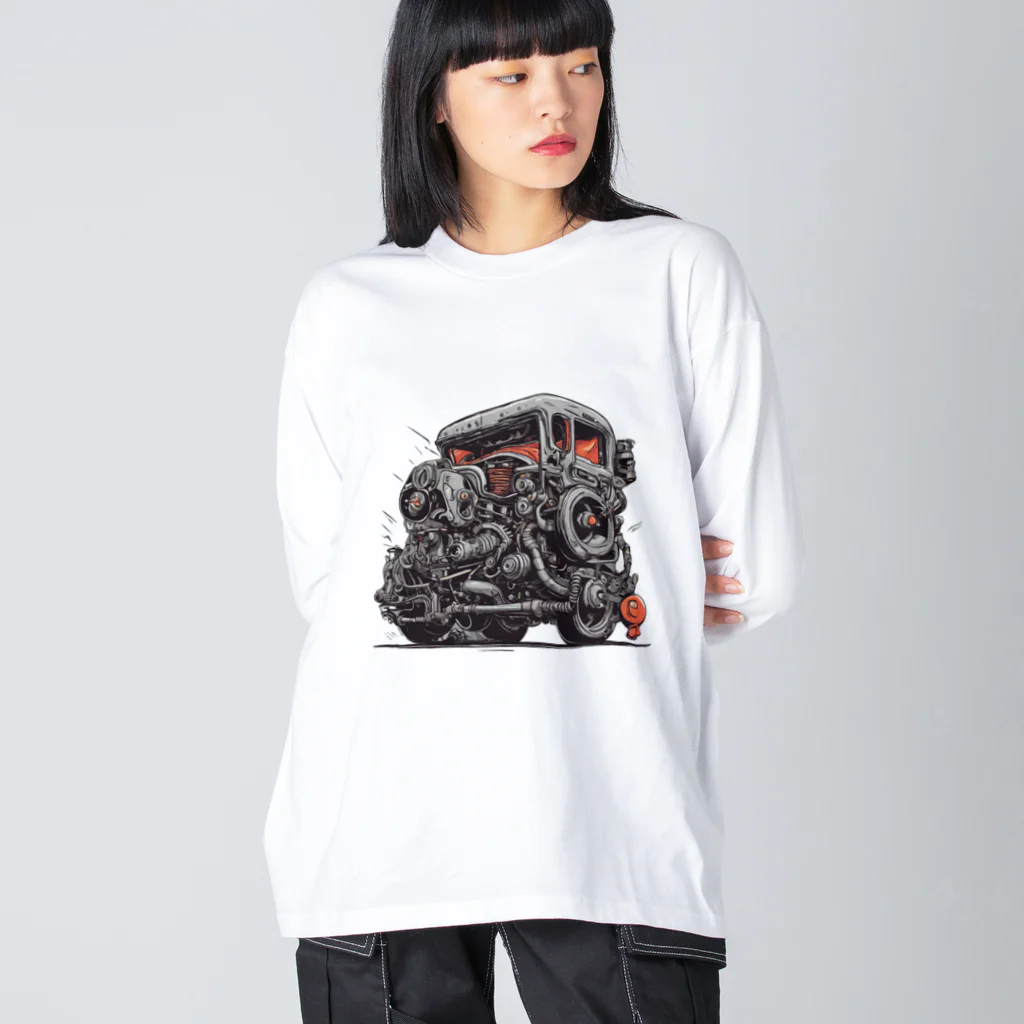 マッドシンの生き返ったスクラップカー ビッグシルエットロングスリーブTシャツ