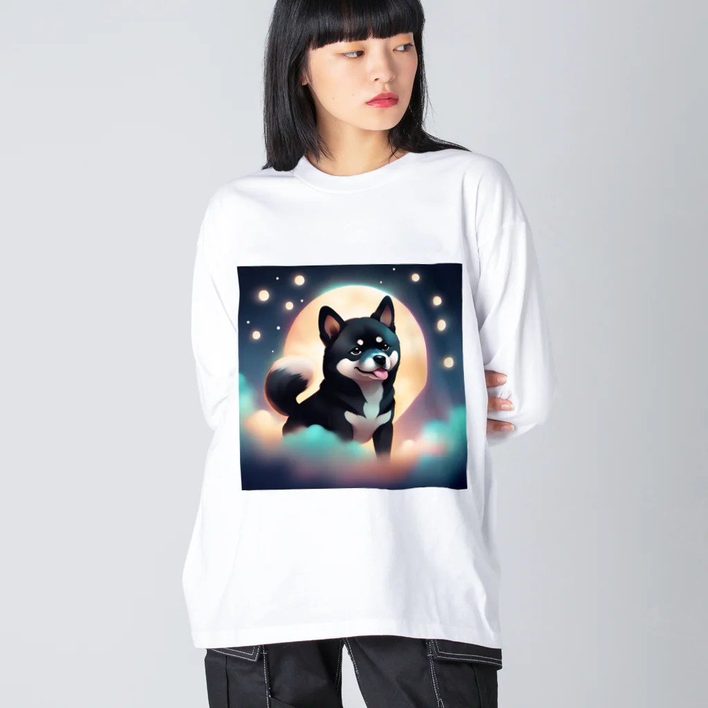 booska810のかわいい黒柴ちゃん ビッグシルエットロングスリーブTシャツ