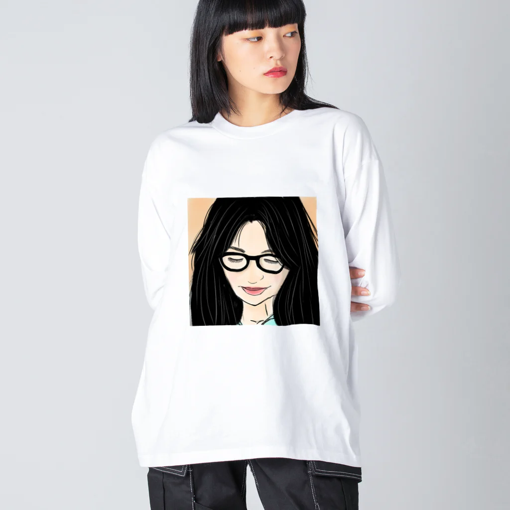 みつまめこshopのメガネ美人 Big Long Sleeve T-Shirt