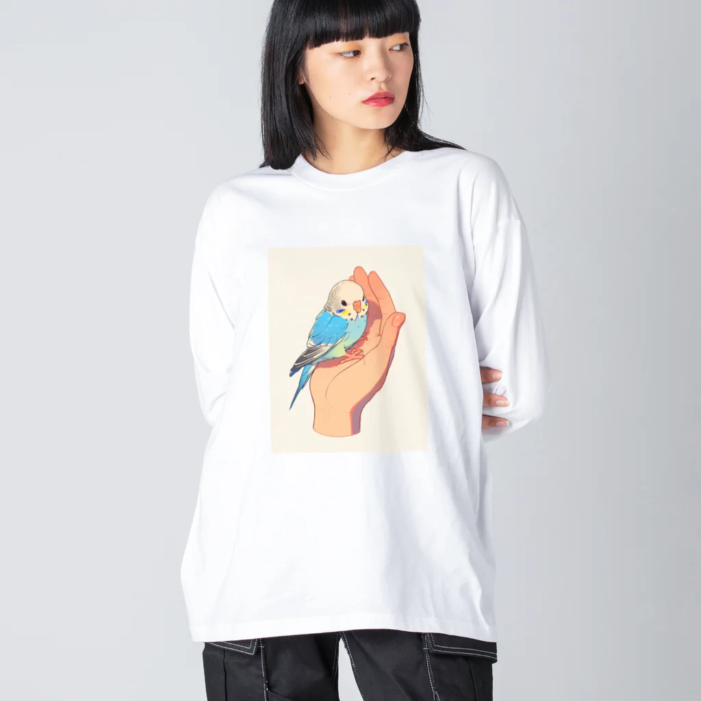 AQUAMETAVERSEの手のひらでおしゃべりセキセイインコの　BLUE PLUM  691 Big Long Sleeve T-Shirt