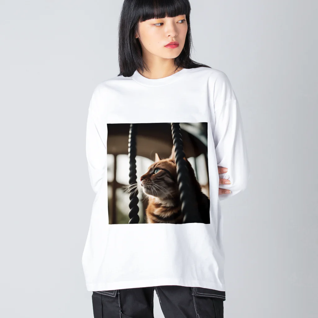 feliceのタワーに登っている猫 Big Long Sleeve T-Shirt