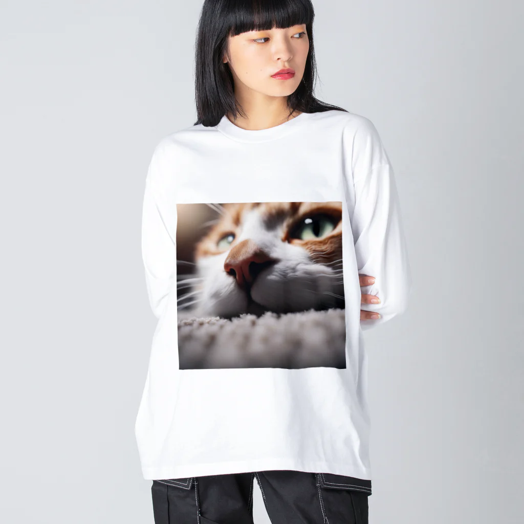 feliceのカーペットでごろんとする猫 Big Long Sleeve T-Shirt