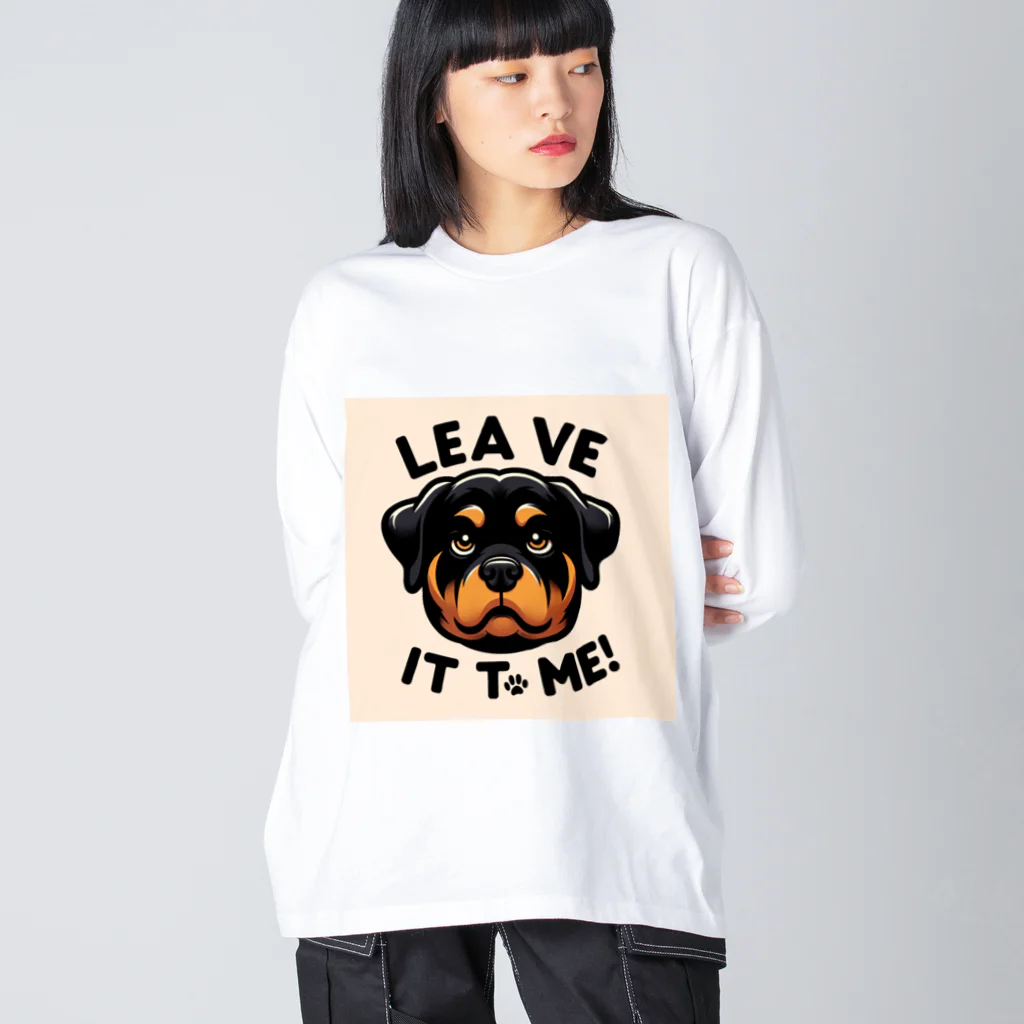 keikei5の力強い表情を見せるロットワイラー🐾 ビッグシルエットロングスリーブTシャツ