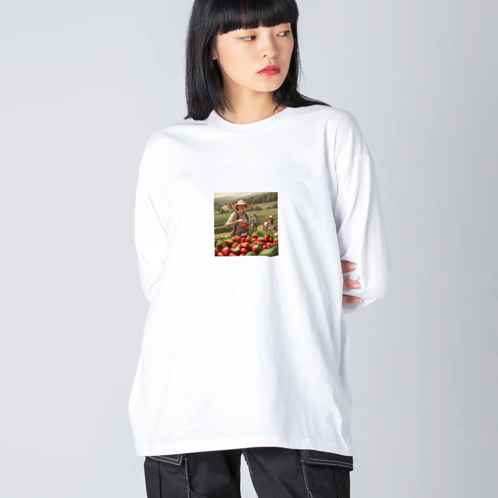 てぃっちゃんのイチゴ狩りを楽しんでる観光客 Big Long Sleeve T-Shirt