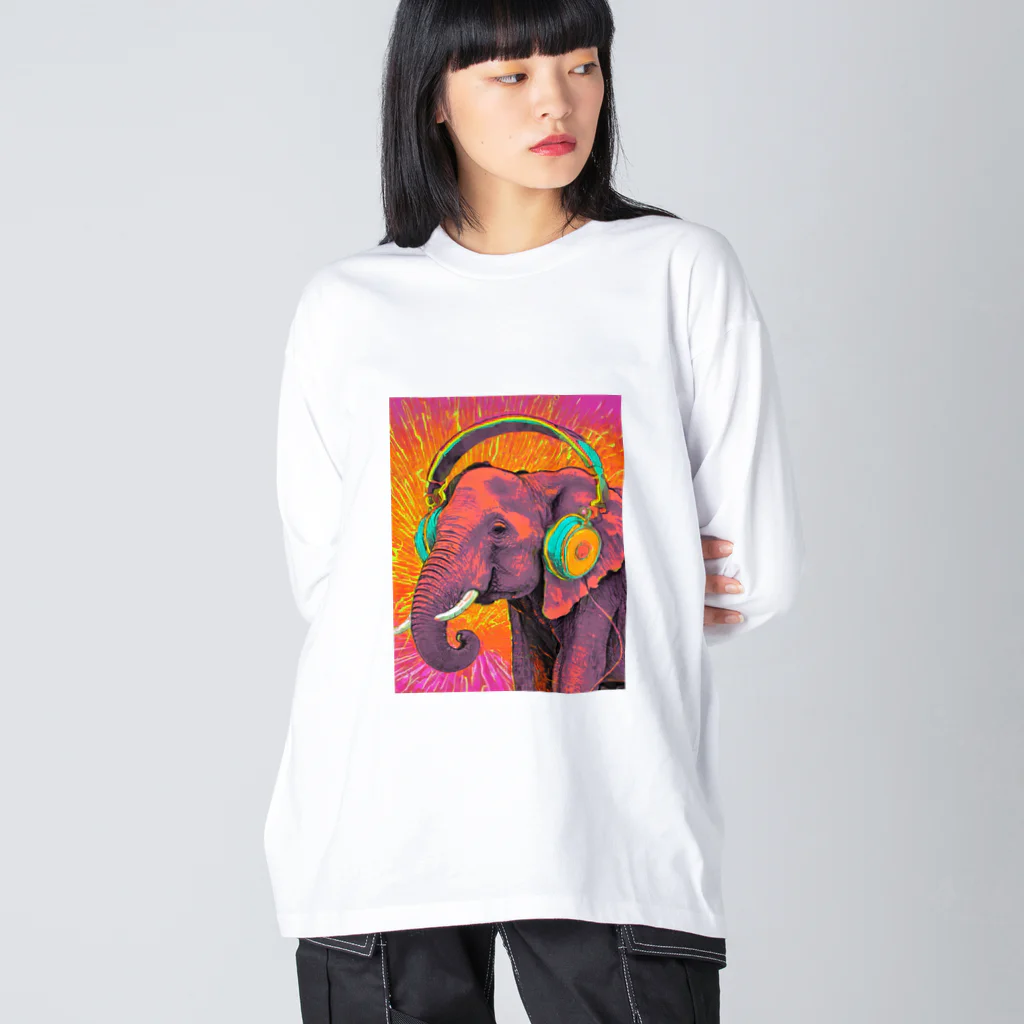 sawaグッズのMusic Lover Elephant ビッグシルエットロングスリーブTシャツ