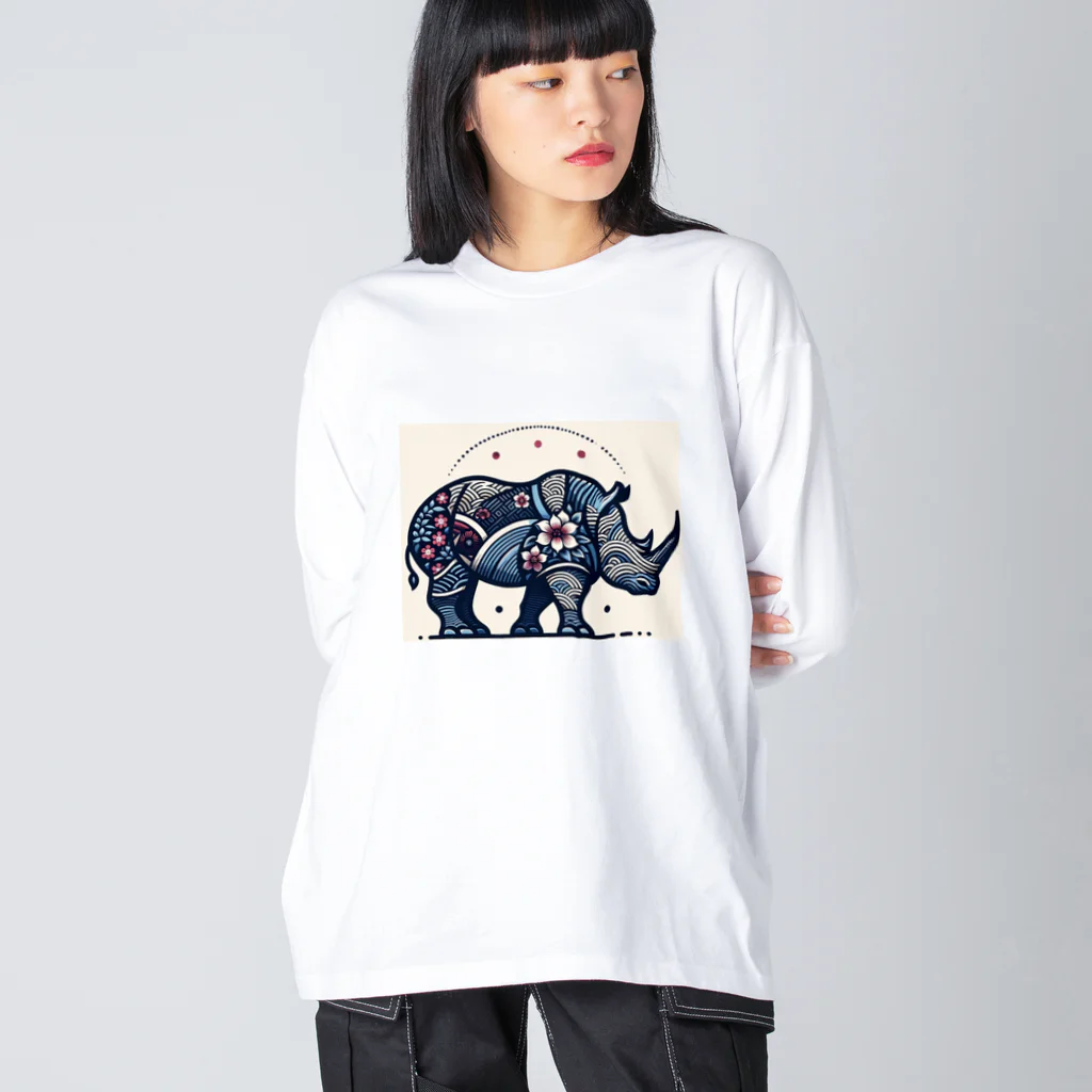 MYoshiの和柄　サイ ビッグシルエットロングスリーブTシャツ