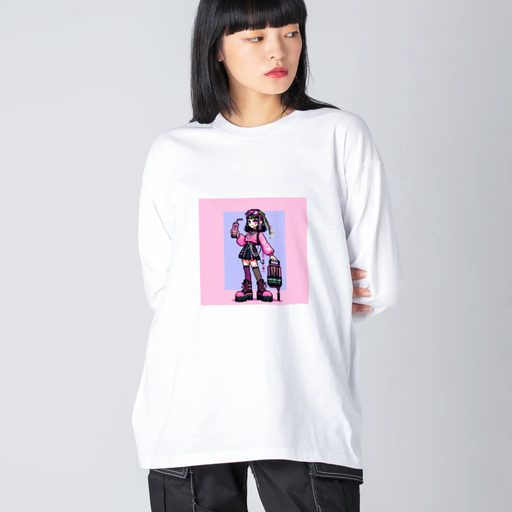 蒲田　次郎のピクセルピンモンガール2 Big Long Sleeve T-Shirt