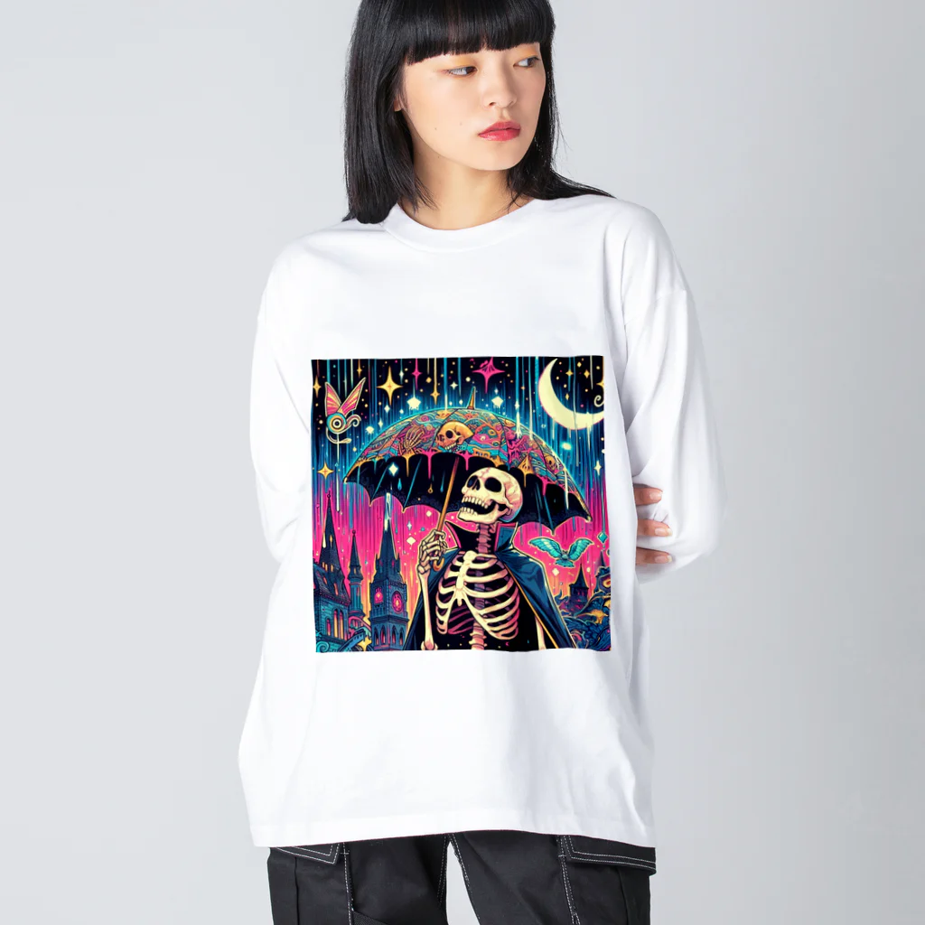 かるるんショップの骸骨紳士シリーズ　おニューの傘 Big Long Sleeve T-Shirt