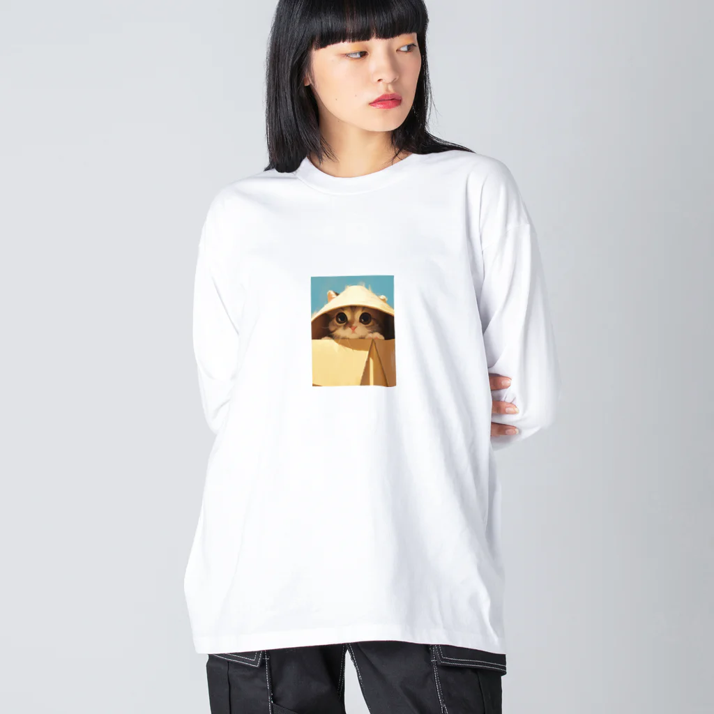 AQUAMETAVERSEの箱からのぞいている子猫　ラフルール　1859 Big Long Sleeve T-Shirt