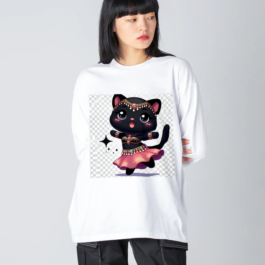 ベリーBellyの黒猫ベリーダンス ビッグシルエットロングスリーブTシャツ