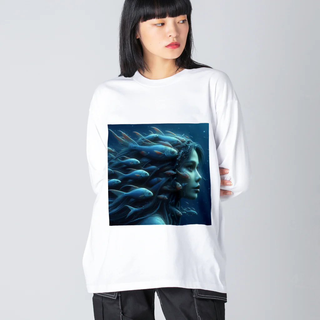 末田の魚群の女王 ビッグシルエットロングスリーブTシャツ