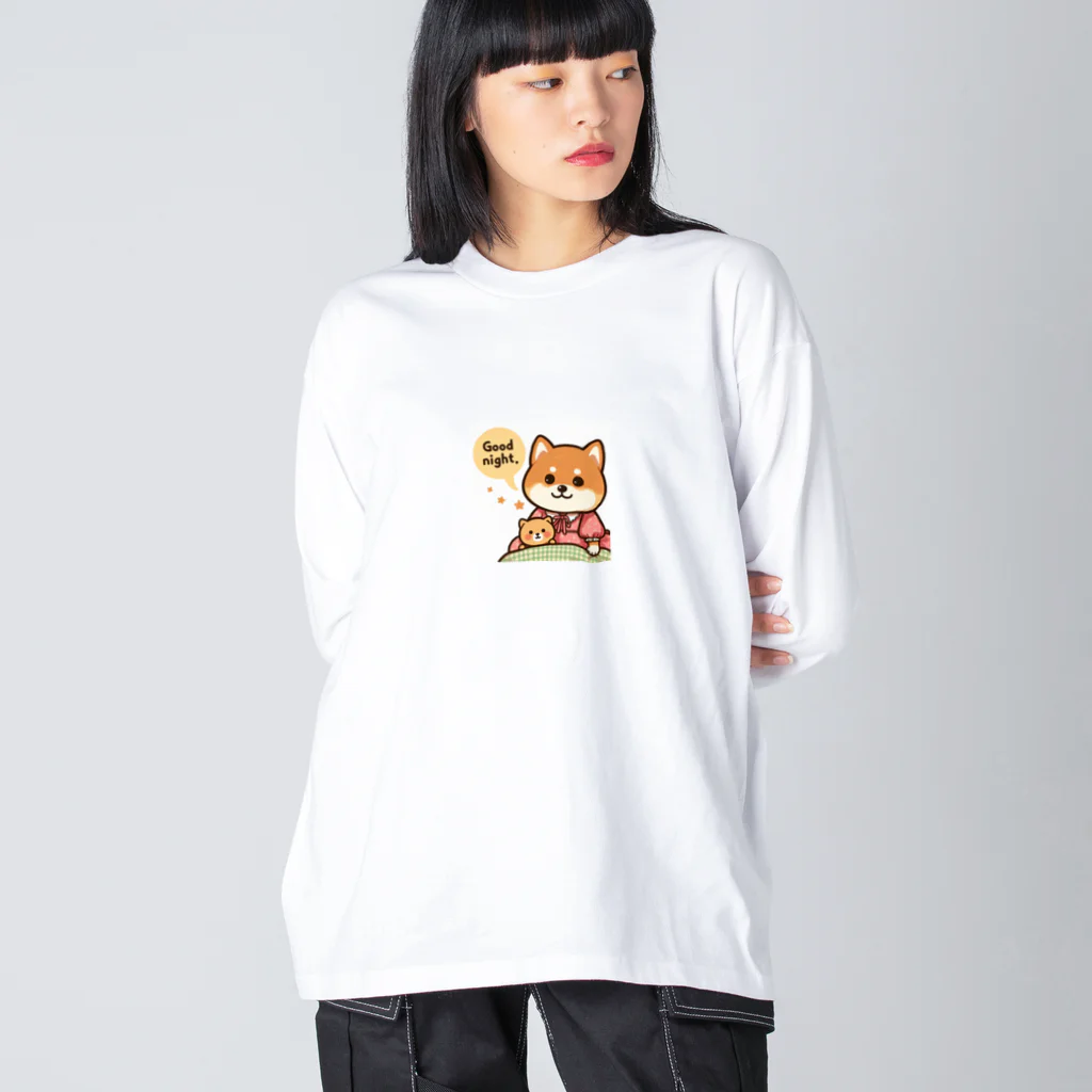 メアリーの今夜は可愛い柴犬スタンプで癒しの時間 Big Long Sleeve T-Shirt