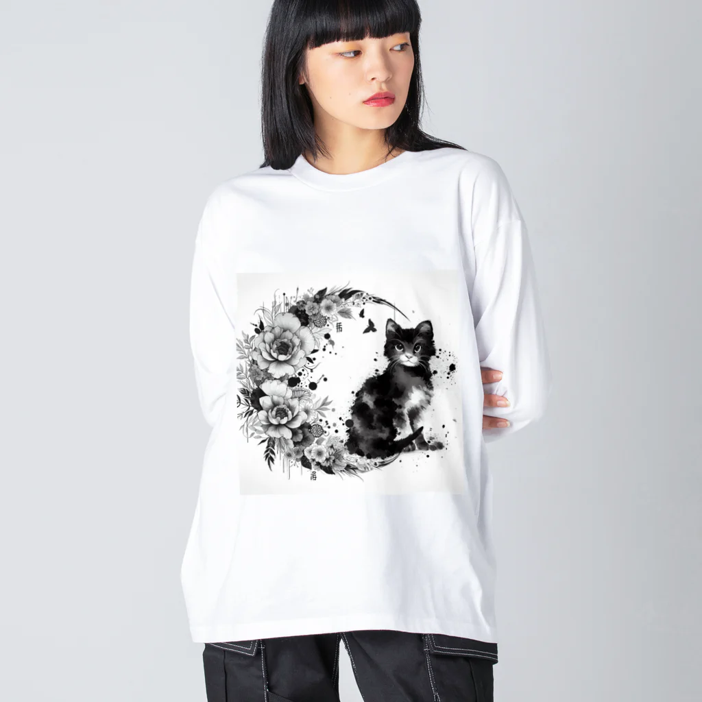 猫の墨遊の猫のスズ ビッグシルエットロングスリーブTシャツ