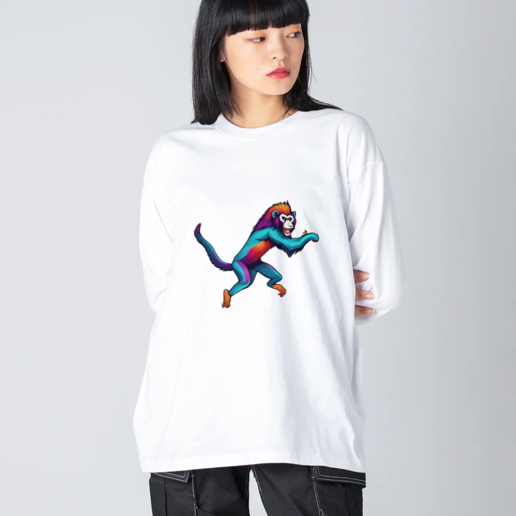 卵かけご飯 / Egg over riceのカラフルなマンドリル Big Long Sleeve T-Shirt