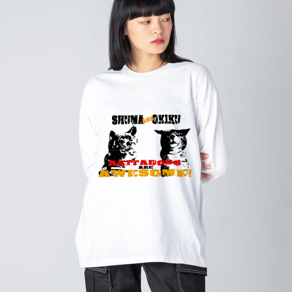 虎毛秋田犬・秋馬とお菊-Shuma and Okikuの秋馬とお菊ch.awesome ビッグシルエットロングスリーブTシャツ