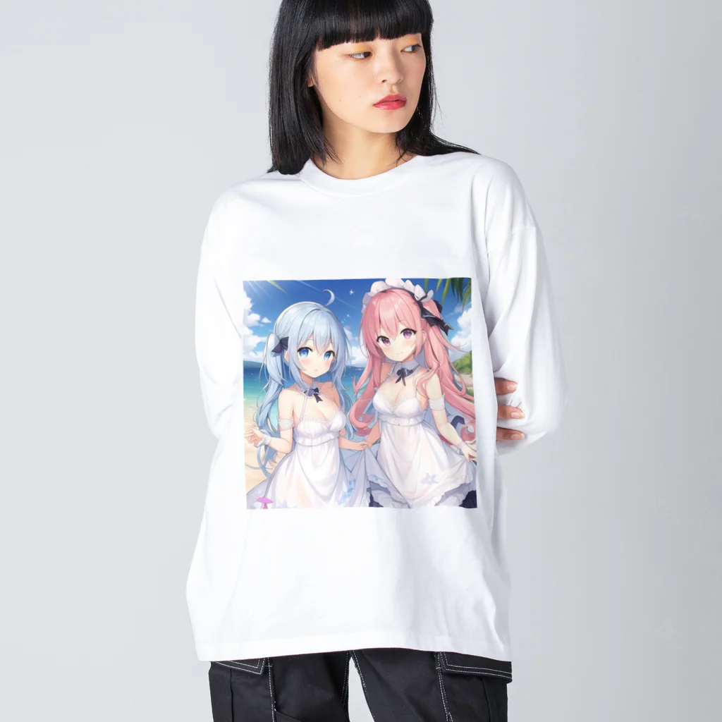 AzurのAzur&Azvl 白ワンピース ビッグシルエットロングスリーブTシャツ