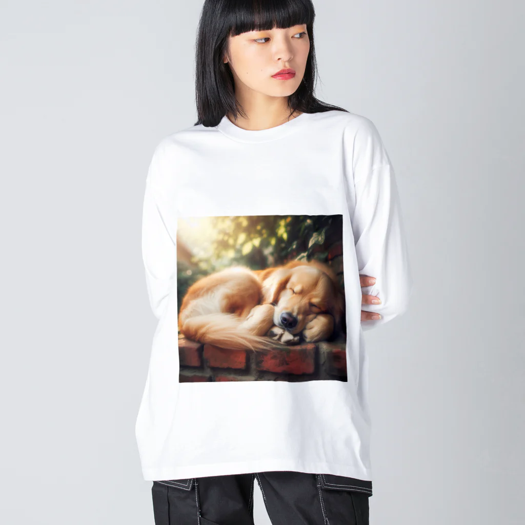 Ykhsの犬がぐっすり眠っている姿、超キュート！🐶💤 ビッグシルエットロングスリーブTシャツ