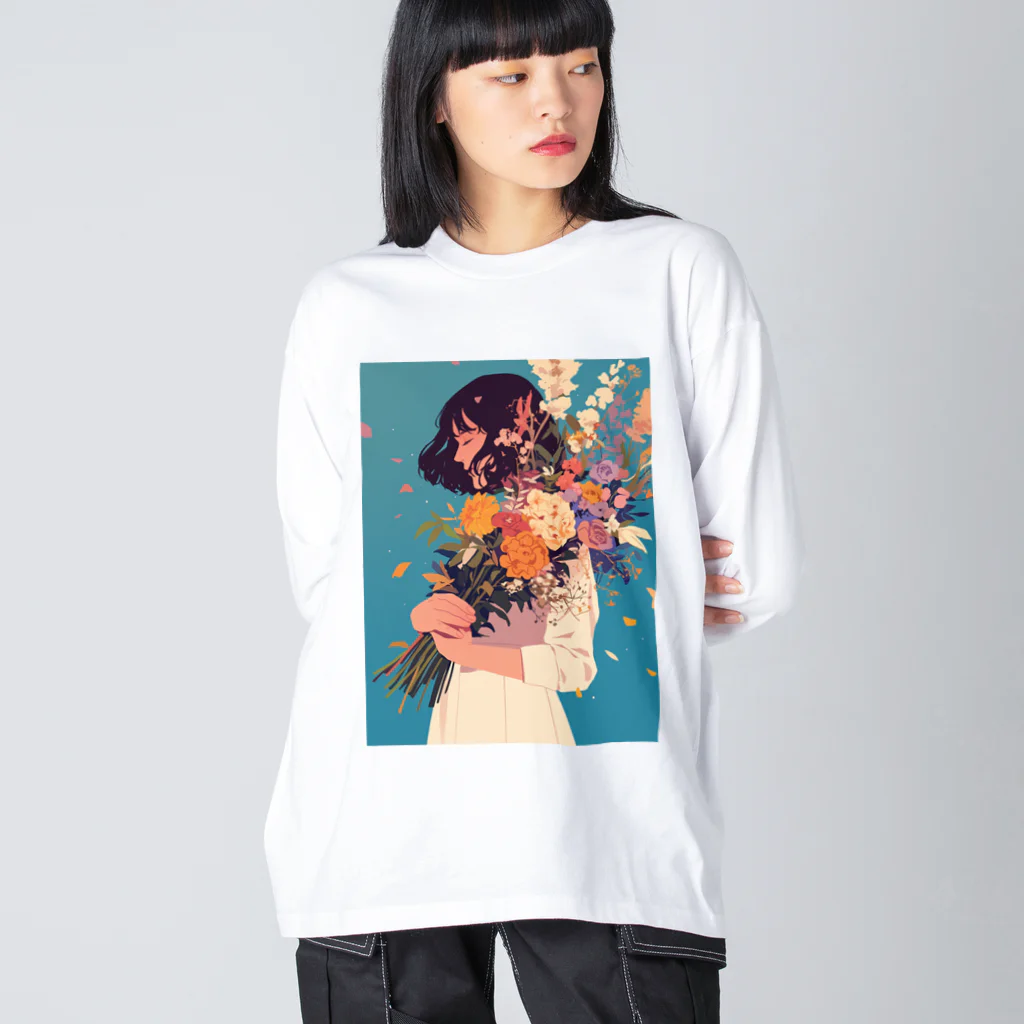 AQUAMETAVERSEの花束をあなたに　Hime  2530 ビッグシルエットロングスリーブTシャツ