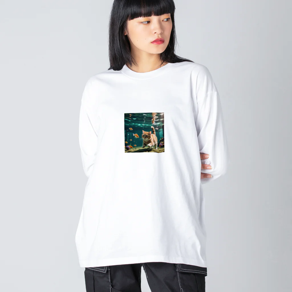 sion1010の泳ぐ猫グッズ Big Long Sleeve T-Shirt