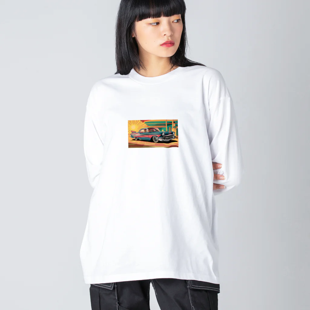 mochika21のレトロな車 ビッグシルエットロングスリーブTシャツ