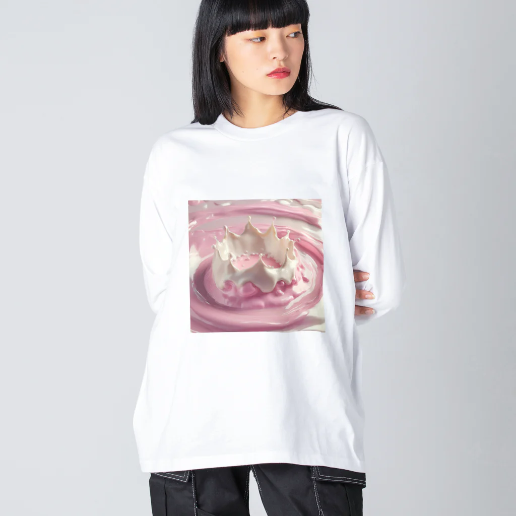 chan-takehaniの“ピンクのミルククラウン ビッグシルエットロングスリーブTシャツ