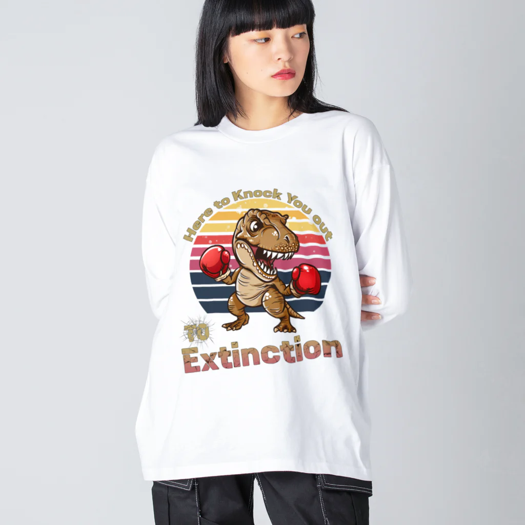 Stylo Tee Shopの絶滅までKOをするティラノサウルス Big Long Sleeve T-Shirt