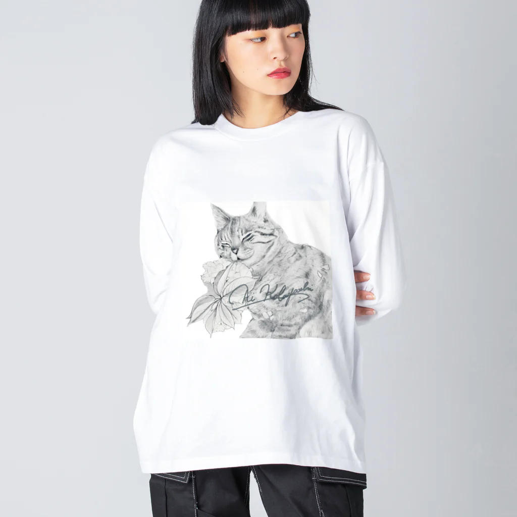 猫と犬のうちの子アート|Kobayashi Aiの桜ねこ|cherry blossom cat Big Long Sleeve T-Shirt