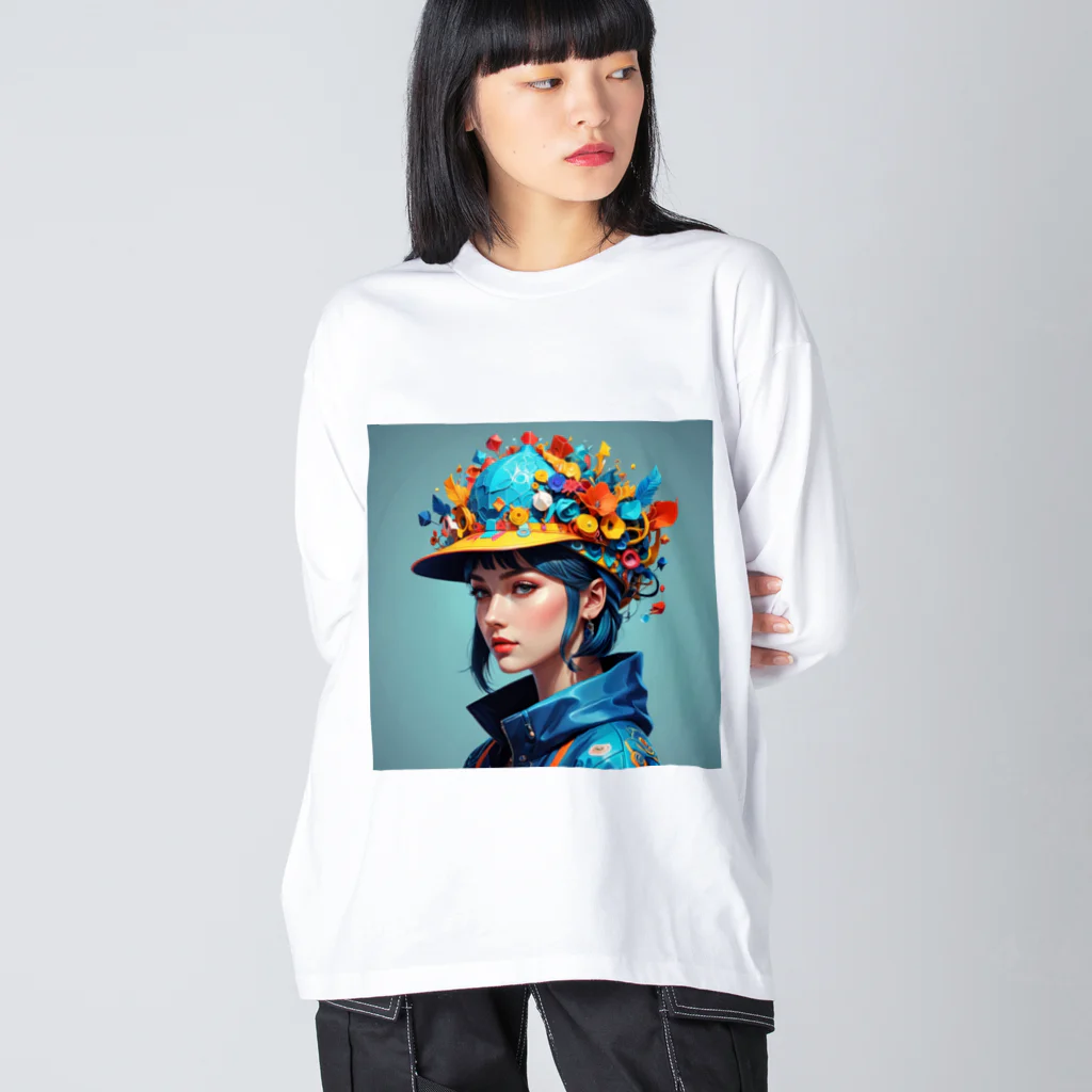 でゅの鮮やかなカラフルな帽子 ビッグシルエットロングスリーブTシャツ