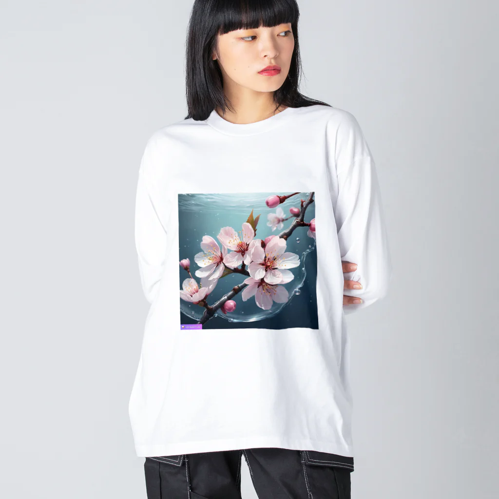 Navel Sky AIの水に咲く桜 ビッグシルエットロングスリーブTシャツ