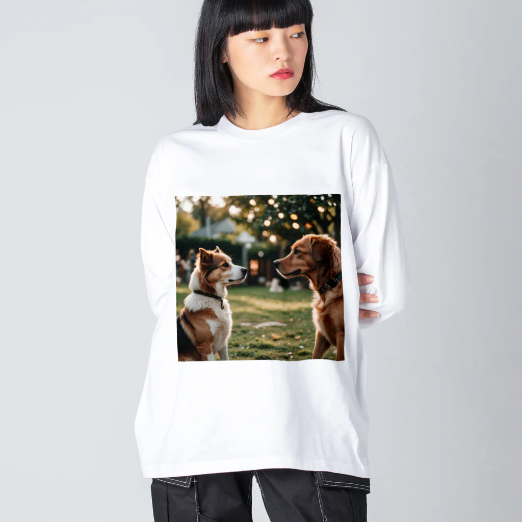 金太郎の見つめ合う犬 Big Long Sleeve T-Shirt