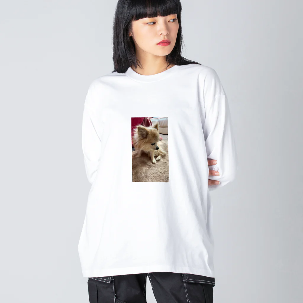 Yukaの絵と実家の犬🐕のチワワの小夏ちゃん ビッグシルエットロングスリーブTシャツ