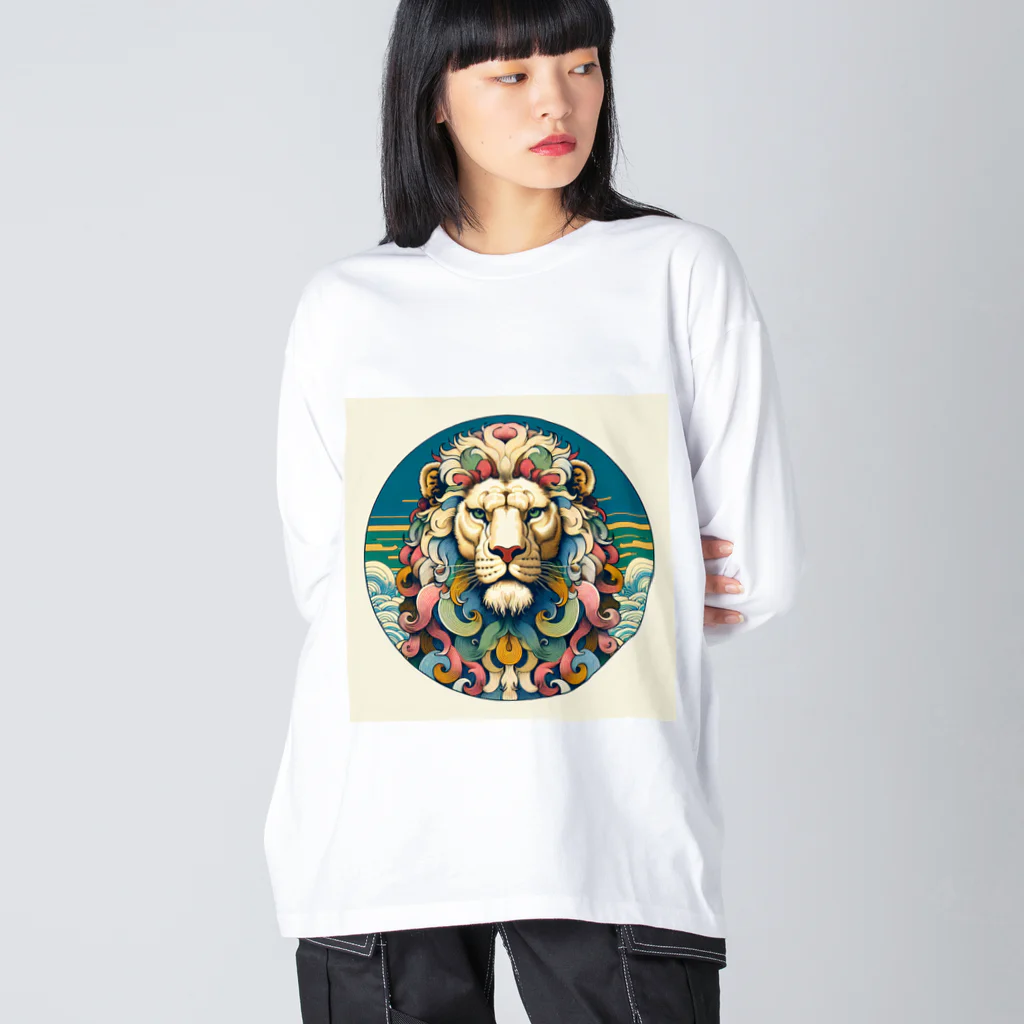 chaochao0701の浮世絵風　ライオン（顔）"Ukiyo-e style lion (face)."  "浮世繪風格的獅子（臉）。" Big Long Sleeve T-Shirt