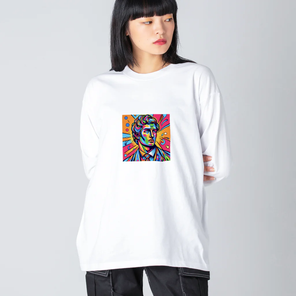 どうぞうのポップ　銅像 ビッグシルエットロングスリーブTシャツ