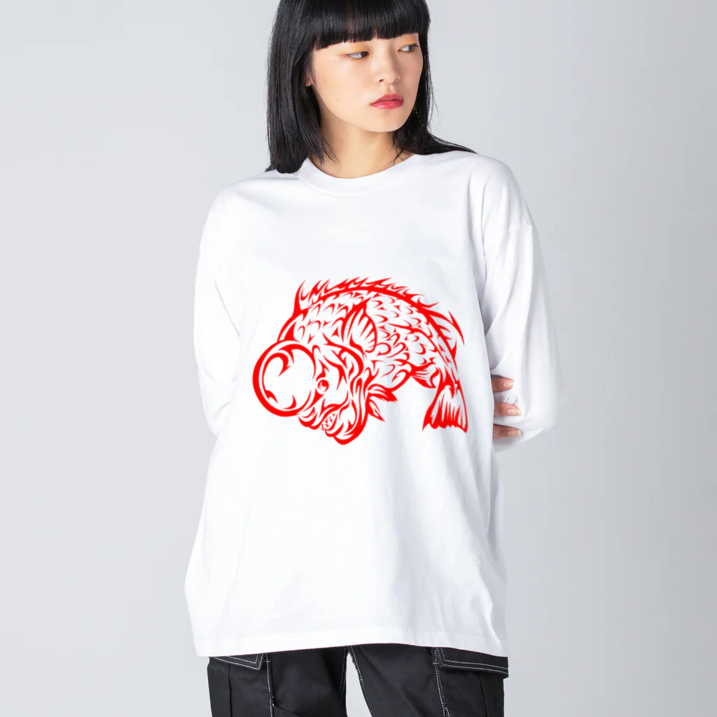 Carnelのコブダイ・寒鯛のトライバルデザイン　赤 Big Long Sleeve T-Shirt