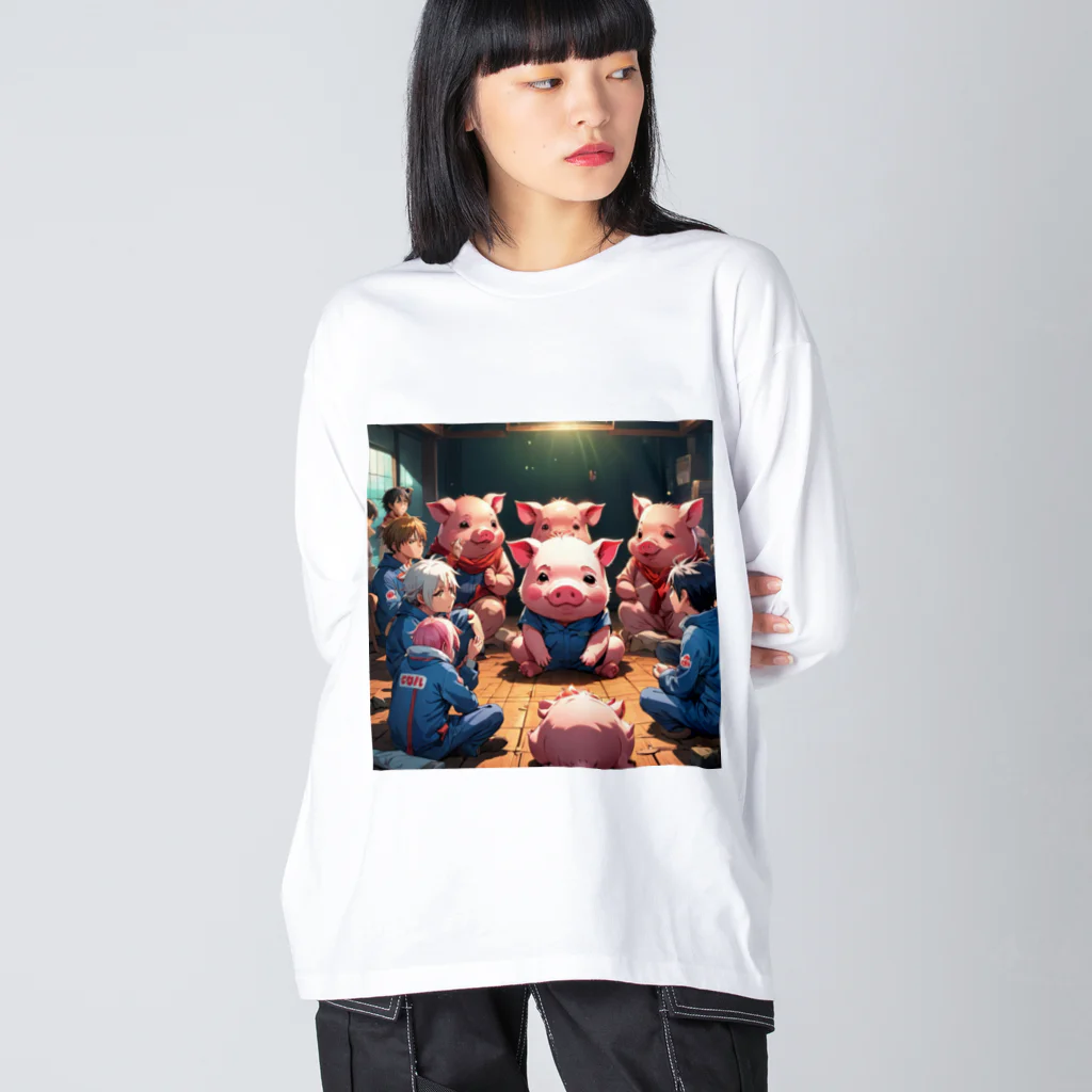 MTHのちーむのこんふりくとをするみにぶた仲介 Big Long Sleeve T-Shirt