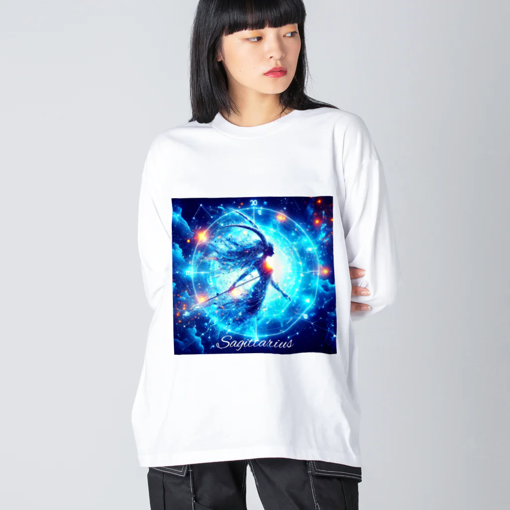 huwari-hanaakariの星のきらめき　射手座イメージ ビッグシルエットロングスリーブTシャツ