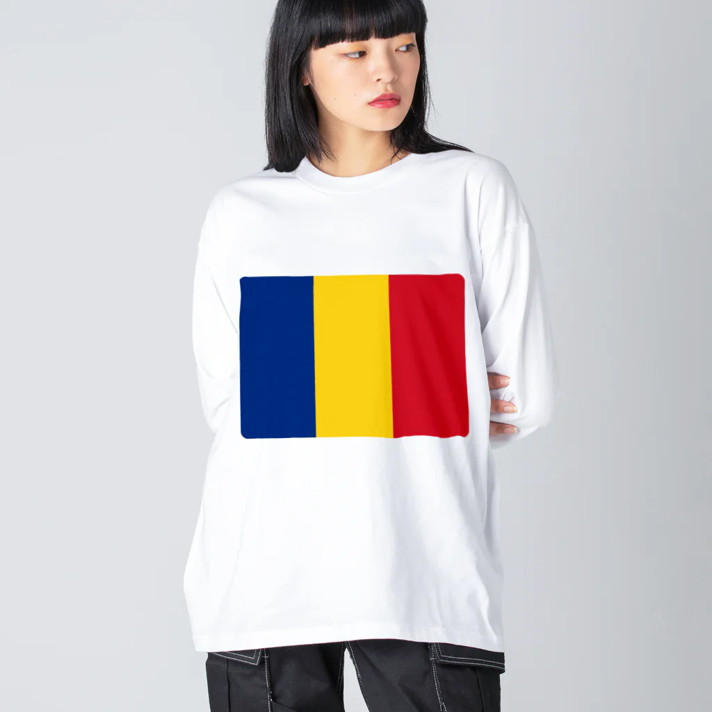 お絵かき屋さんのルーマニアの国旗 ビッグシルエットロングスリーブTシャツ