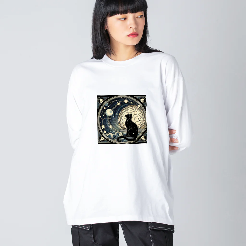 luna_neroのSegno＊月と黒猫＊星座を探して ビッグシルエットロングスリーブTシャツ