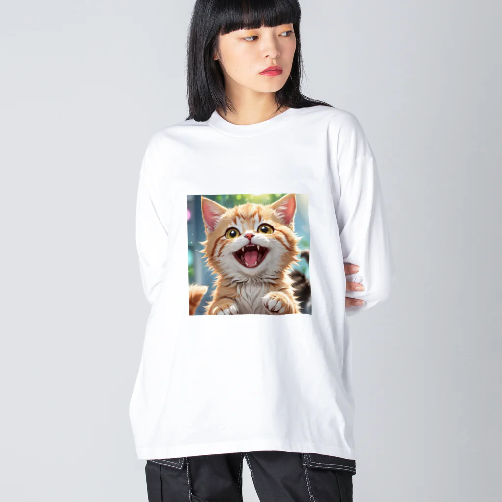 f-koroのかわいい笑顔がたまらない子猫 ビッグシルエットロングスリーブTシャツ