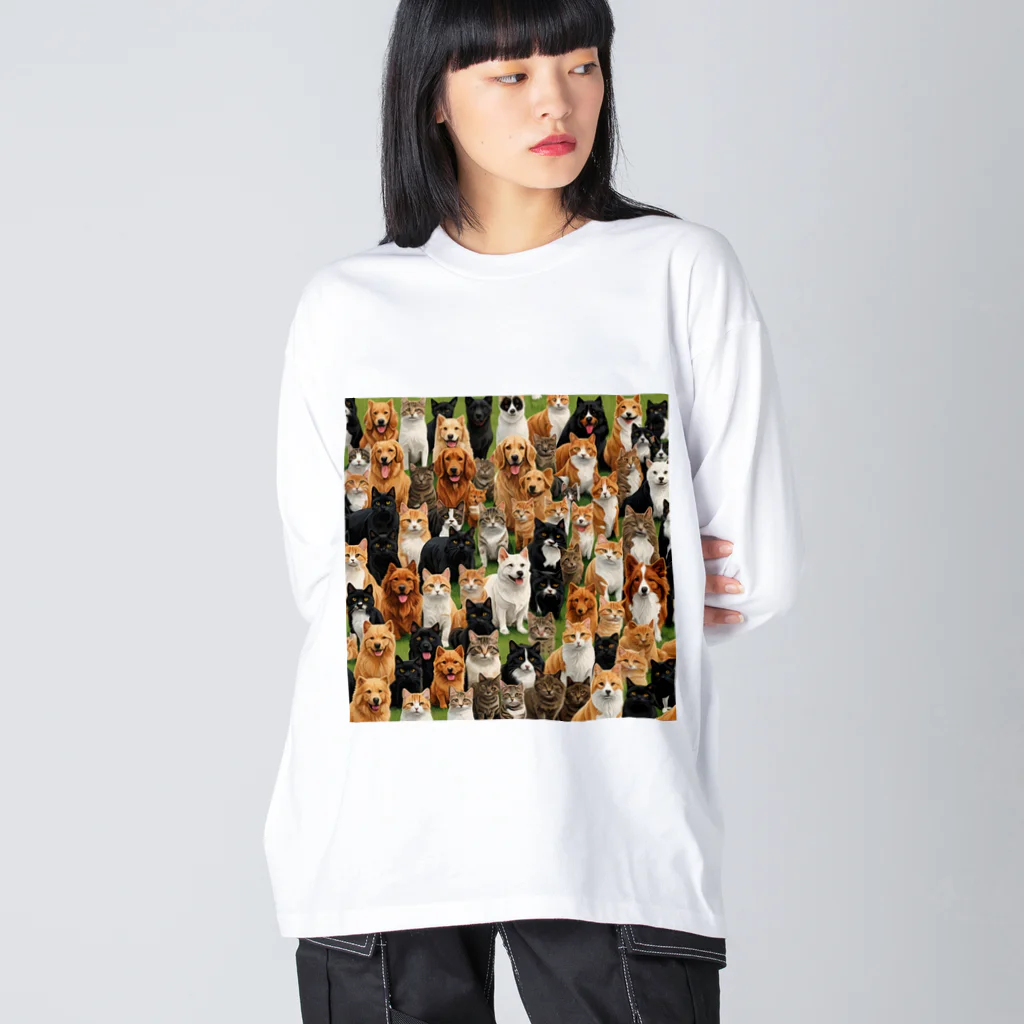 CHIKUSHOの犬と猫 Big Long Sleeve T-Shirt