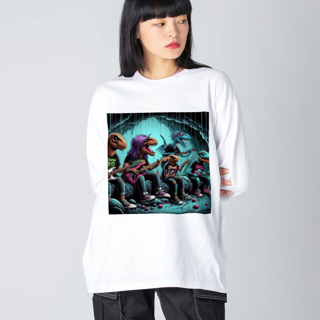 momonekokoのROCKな恐竜 Big Long Sleeve T-Shirt