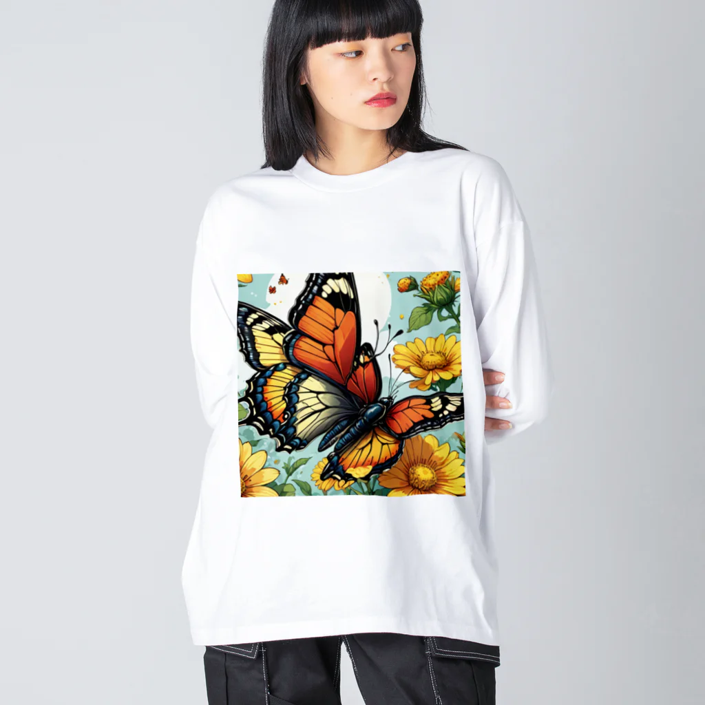 ヘラクレス鈴木のキャラミュージアムの美しき蝶の舞 ビッグシルエットロングスリーブTシャツ