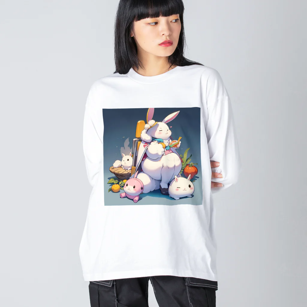 ピンクリボンのぽっちゃりウサギ Big Long Sleeve T-Shirt