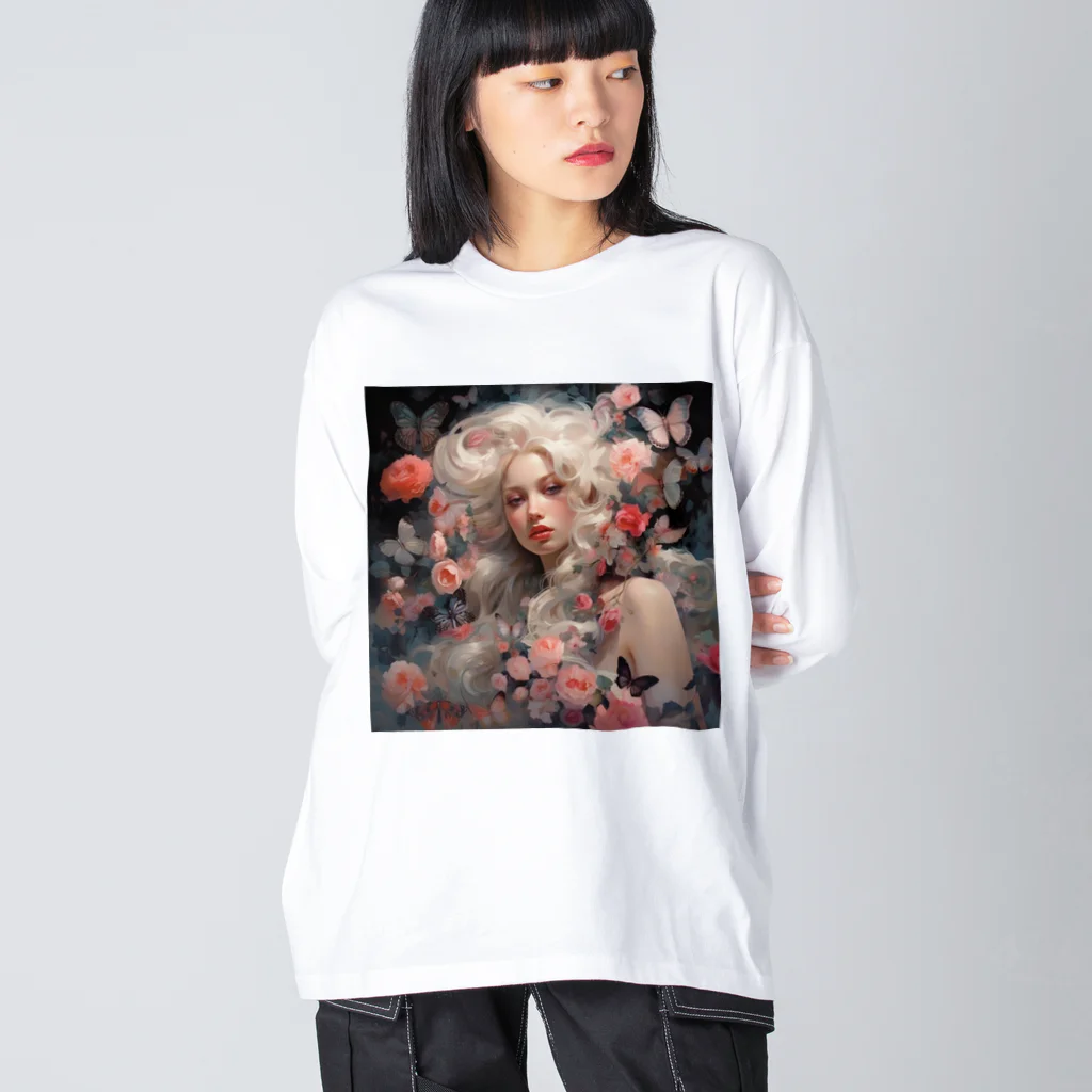 AQUAMETAVERSEの花と美女　なでしこ1478 ビッグシルエットロングスリーブTシャツ