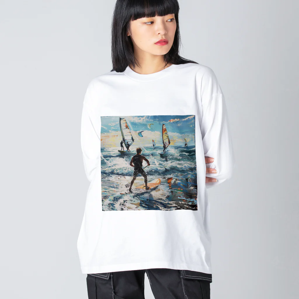 AQUAMETAVERSEのsupとwindsurfingレース　エンジェル717 2065 ビッグシルエットロングスリーブTシャツ