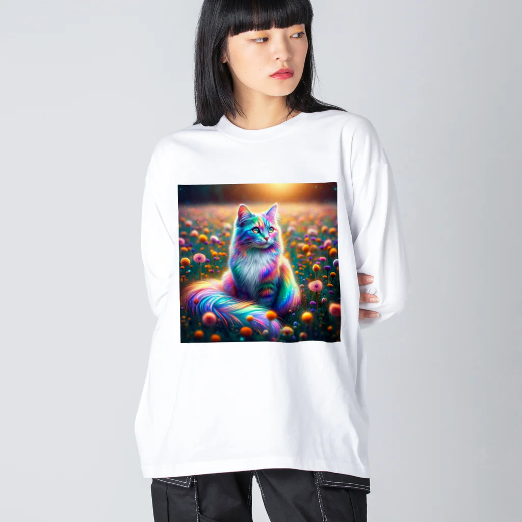 momonekokoの虹色に輝く優雅な猫 Big Long Sleeve T-Shirt