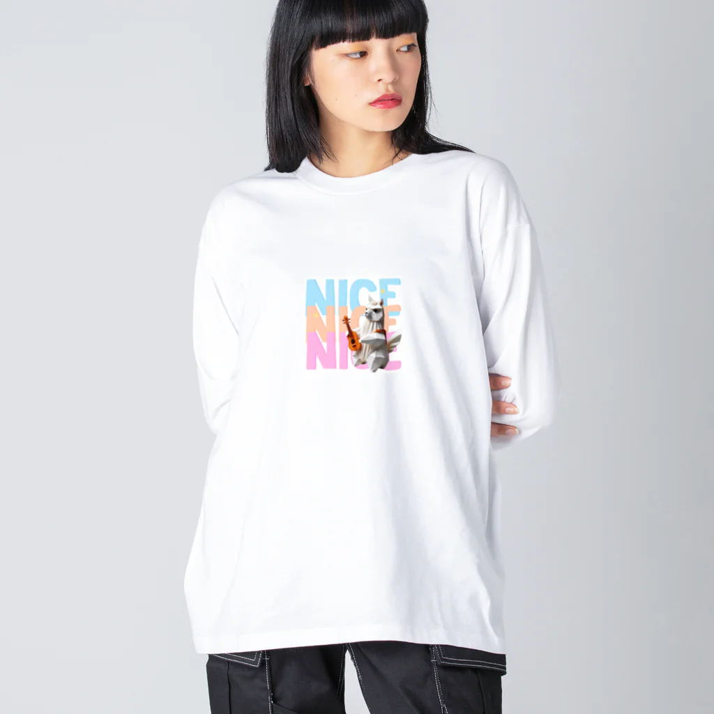 AlpacaHolicのごきげんなアルパカさん ビッグシルエットロングスリーブTシャツ