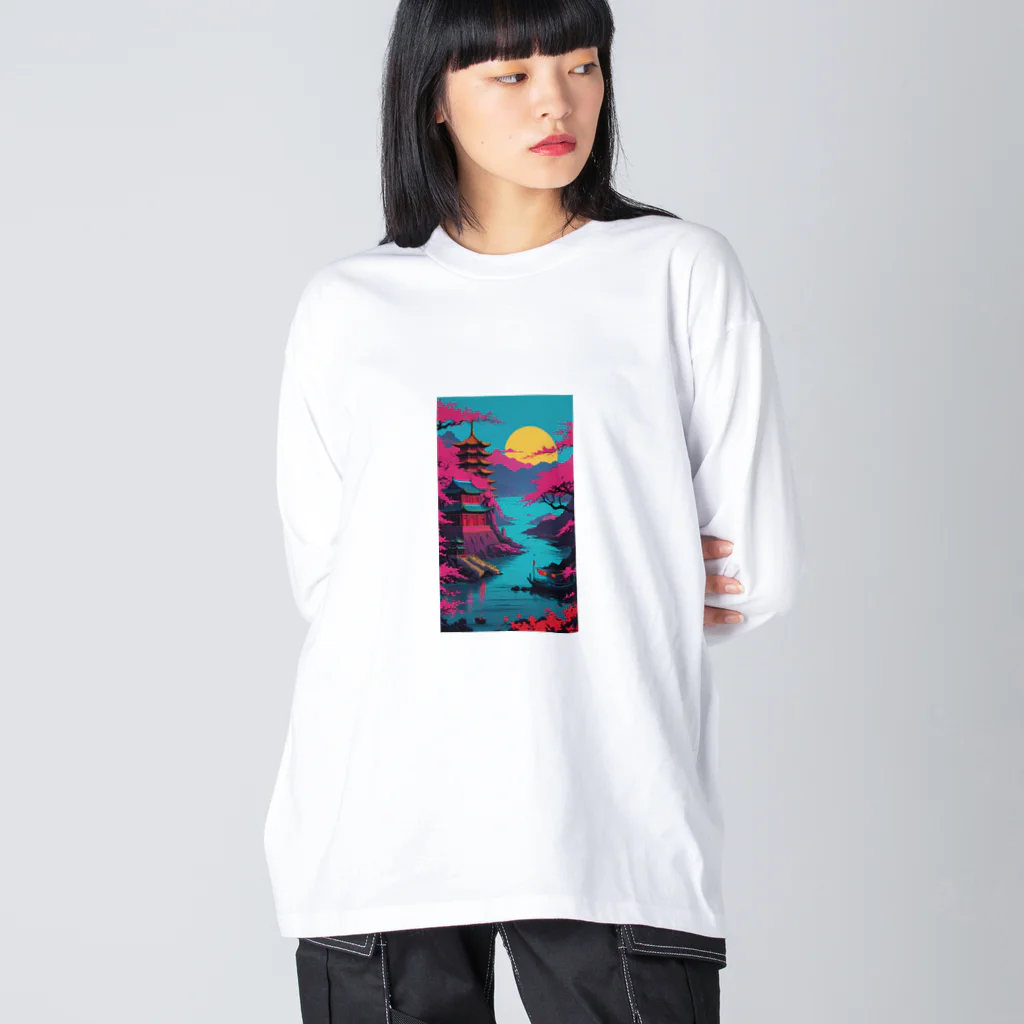 thedarkesthourのアジア　中国　日本　寺院　月夜　プレゼント Big Long Sleeve T-Shirt