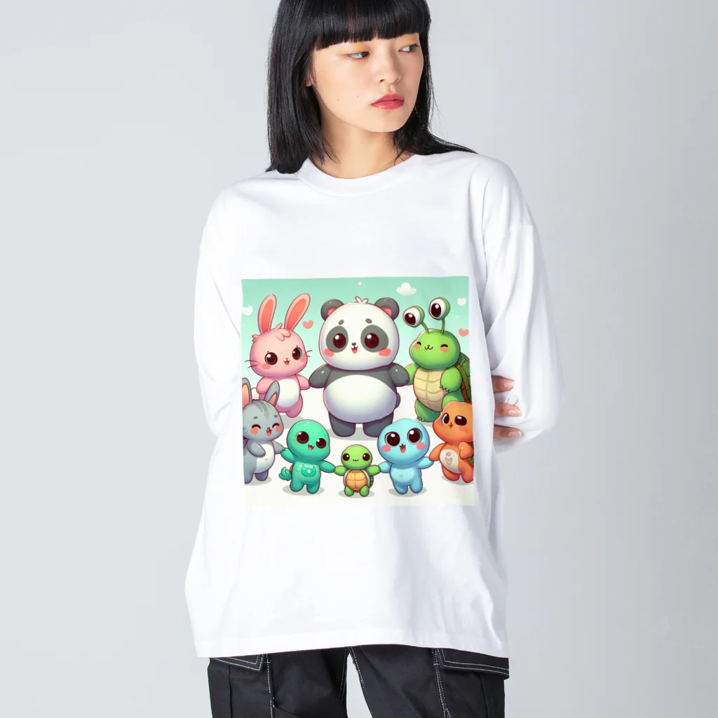 sohana92のかわいい動物たち ビッグシルエットロングスリーブTシャツ